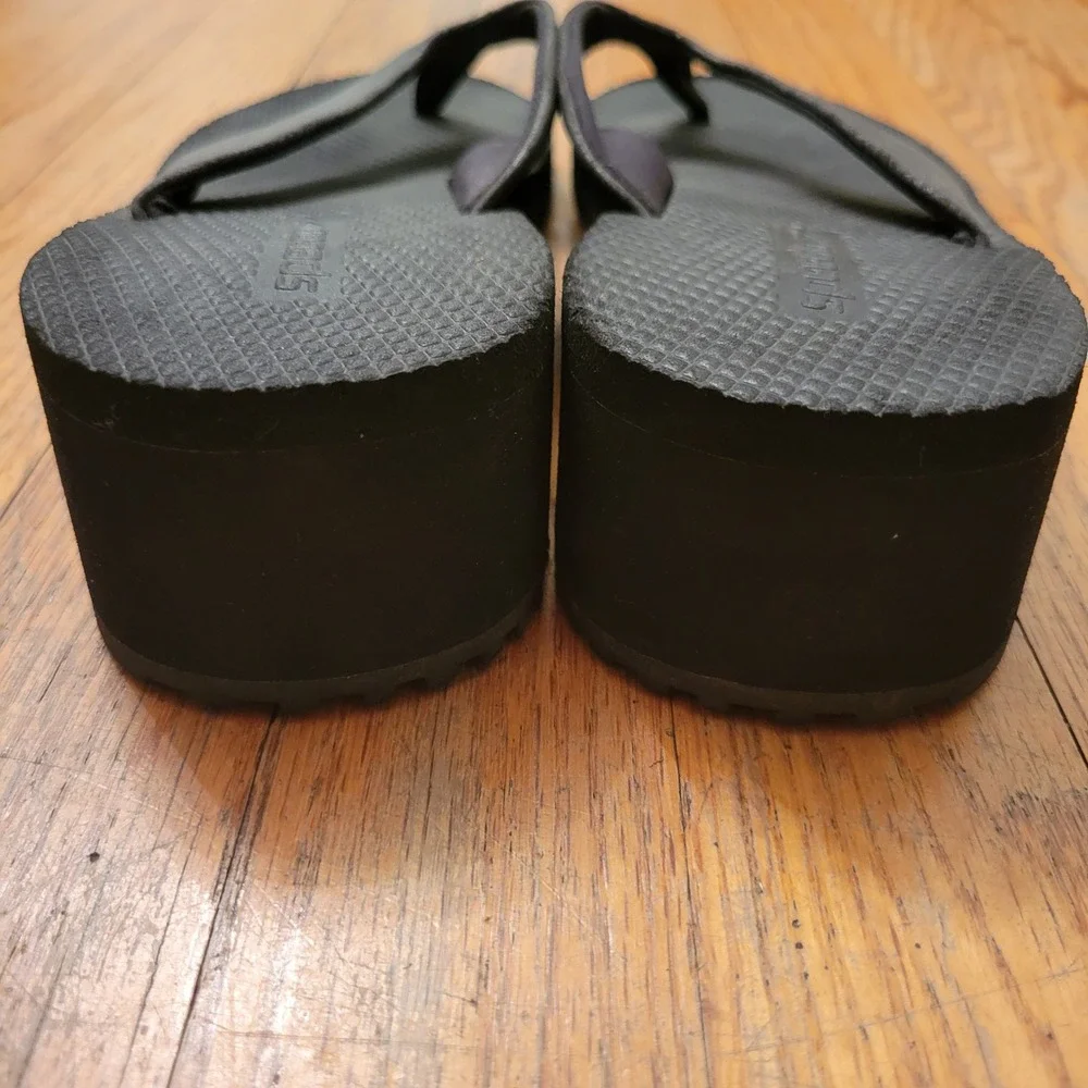 Speedo 10 Wedge Flip Flops Black Platform Thong Sandals Summer Beach Y2K